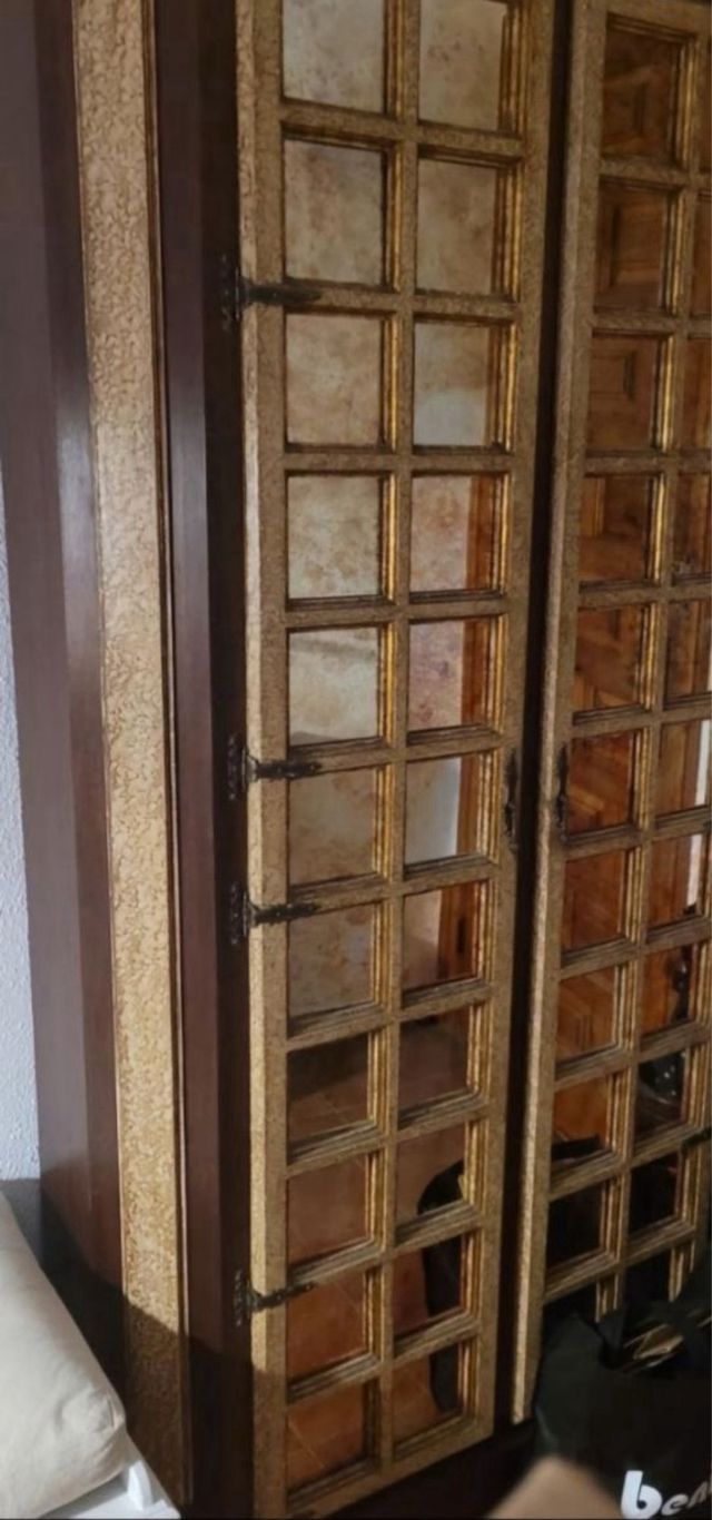 Armario antiguo de madera y cristal