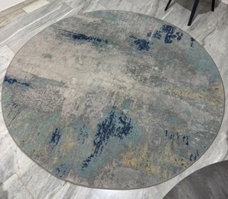 Alfombra redonda gris y azul