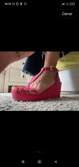Zapatos cuña rosa