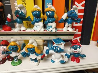 Lote18 Pitufos PVC NO TOXICO con letras en relieve
