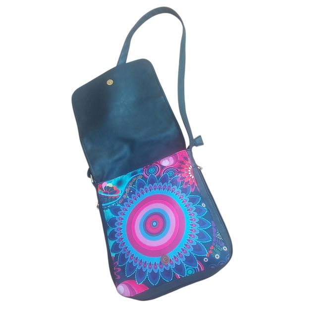 Borsa a tracolla blu e rosa