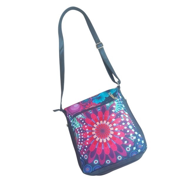 Borsa a tracolla blu e rosa