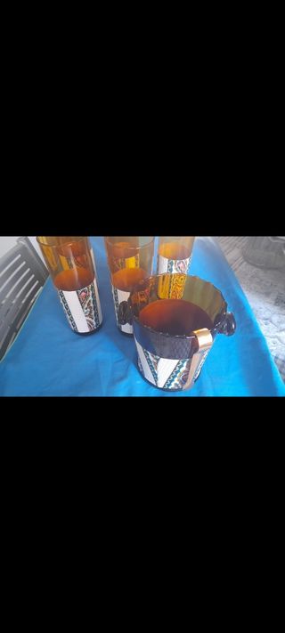 Cubitera y vasos vintage años 70