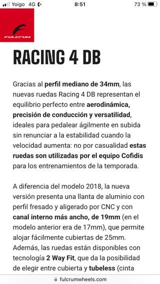 Ruedas Fulcrum Racing 400 - 34mm