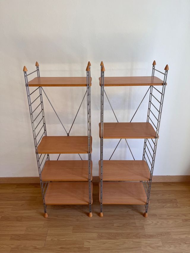 1 Scaffale vintage in metallo e legno