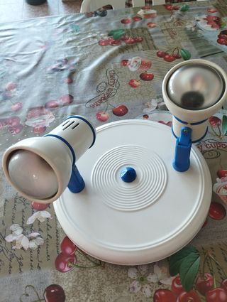 Lámpara techo vintage azul y blanca