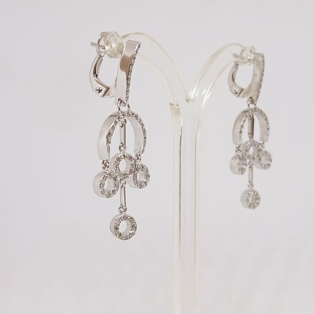 Pendientes Oro Blanco Colgantes Brillantes