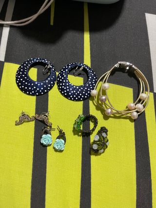 Aretes & Pulsera: Azul, Dorado