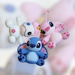 3 Amigurumi: Stitch, Angel, Scrump