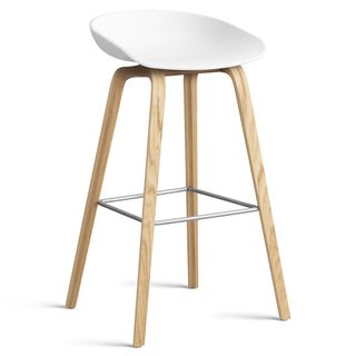 Taburete HAY AAS32 blanco y madera