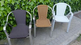 3 Sillas terraza - mimbre metal