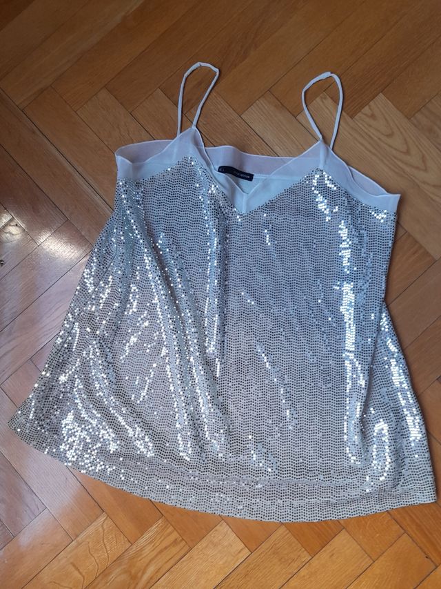 Top Sfera brillos plata T-L