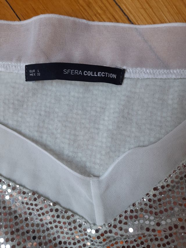 Top Sfera brillos plata T-L