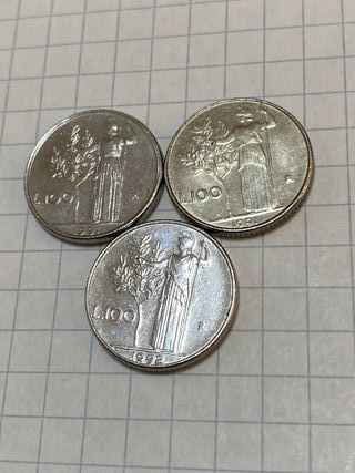 Lotto 3 Monete 100 Lire Italia Mini