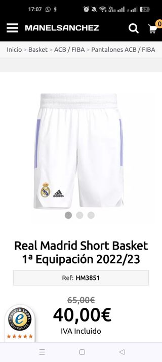 Shorts Real Madrid Adidas Blancos 22/23 NUEVO