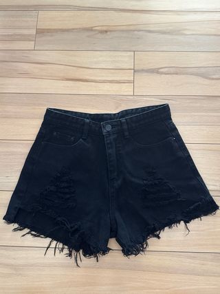 Shorts vaqueros negros rotos - Talla XS