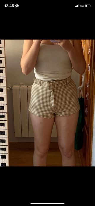 Shorts Zara cuadros beige