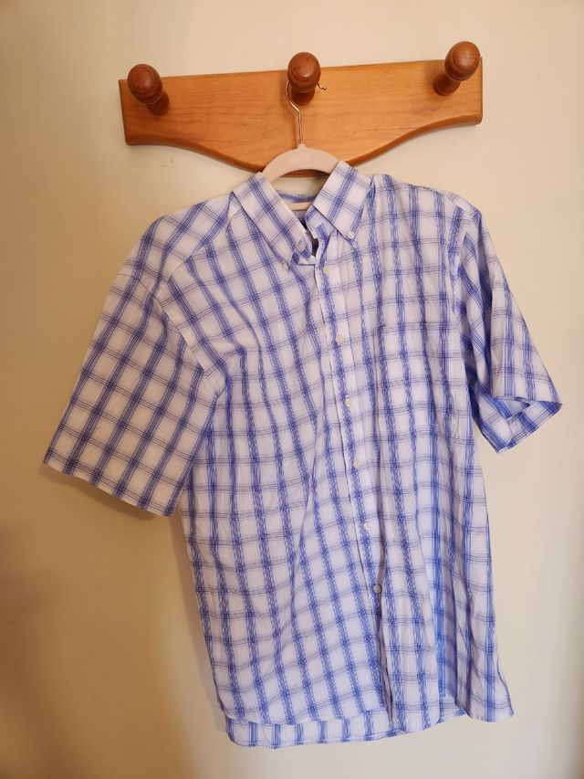Camisa cuadros azul y blanca