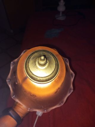 Lampara vintage madera y cristal