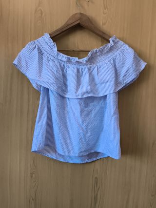 Blusa Stradivarius azul rayas M