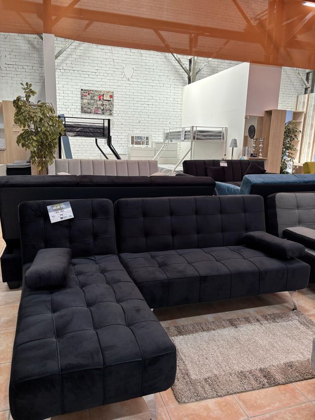 Sofá cama chaise longue terciopelo negro