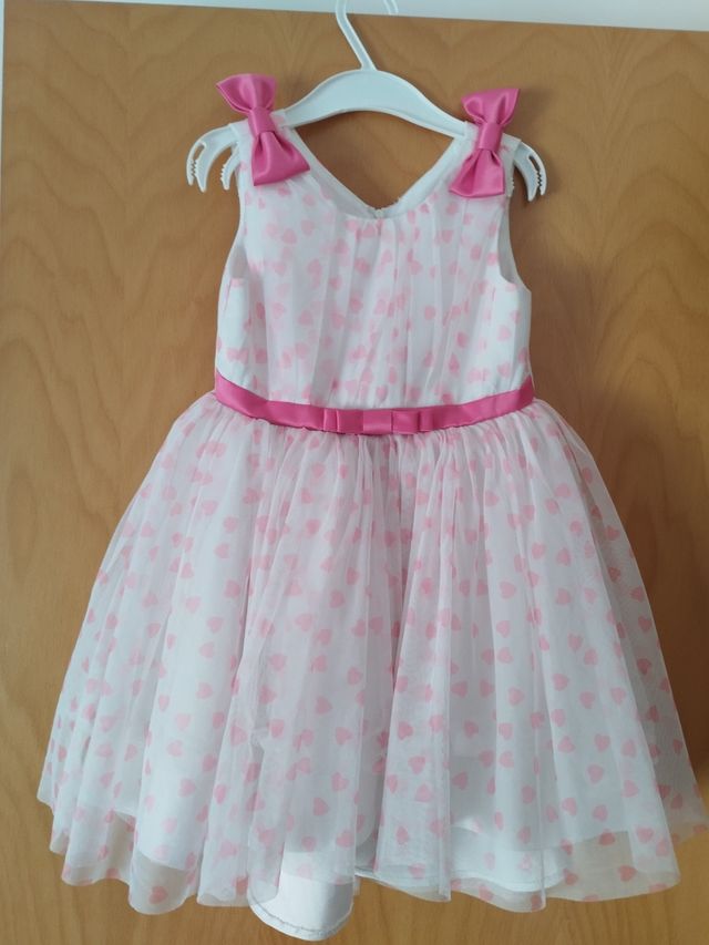 Vestido niña corazones rosa