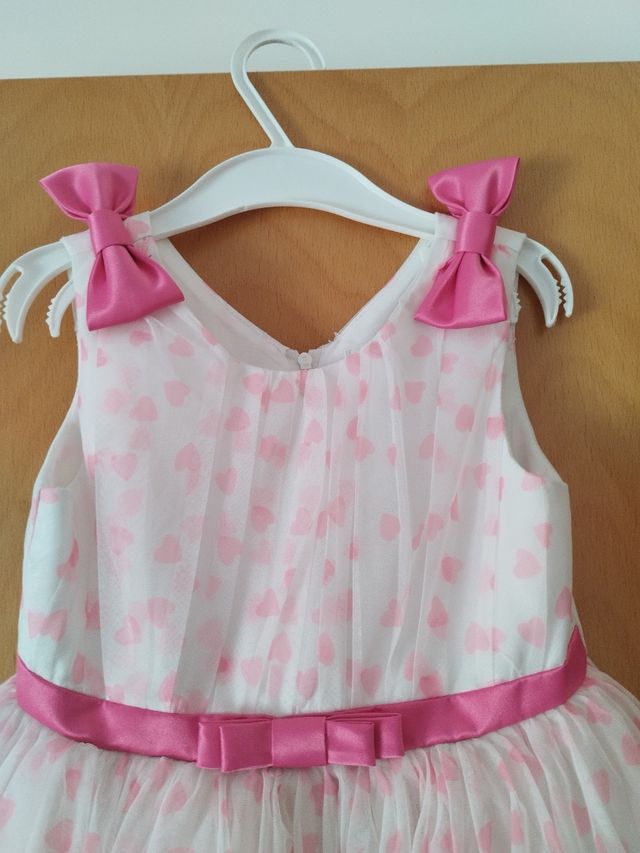 Vestido niña corazones rosa