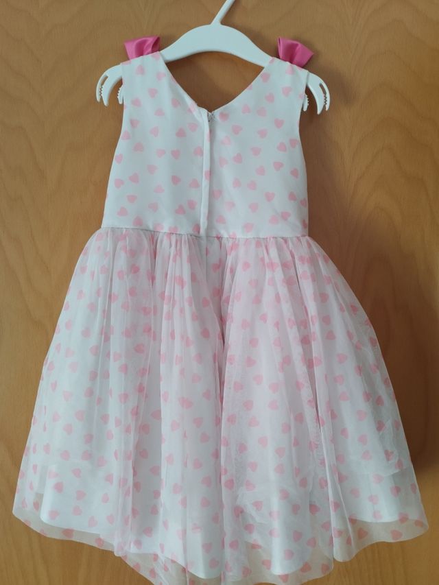 Vestido niña corazones rosa