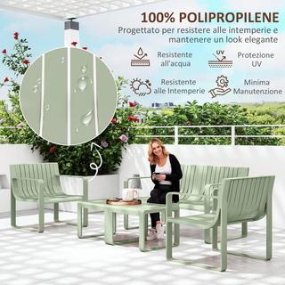 Set da Giardino 5 Pezzi a Doghe con Divanetto, 2 P