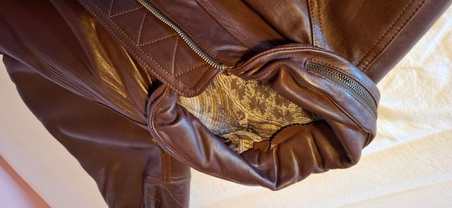 Cazadora cuero marrón hombre