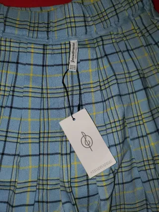 Minifalda cuadros azul claro -amarillo XS