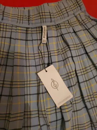 Minifalda cuadros azul claro -amarillo XS