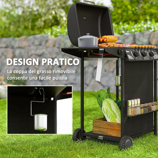 Barbecue a Gas in Acciaio, BBQ a Gas a 4 Bruciator