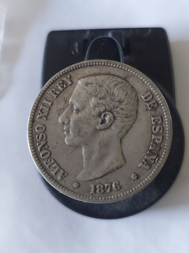 Moneda Alfonso XII 5 pesetas 1876 *--*-- DEM Plata