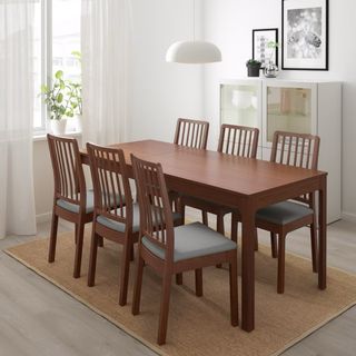 Mesa EKEDALEN 120/180x80 cm marrón