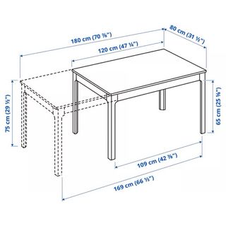Mesa EKEDALEN 120/180x80 cm marrón