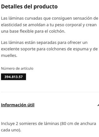 Somier láminas IKEA 160x200  MODELO LÜROY