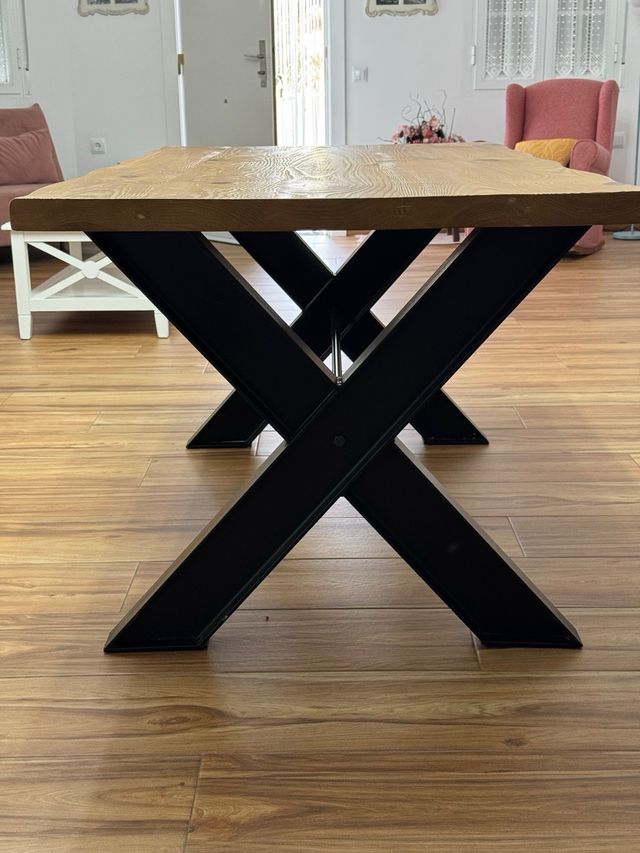 Mesa comedor industrial madera metal