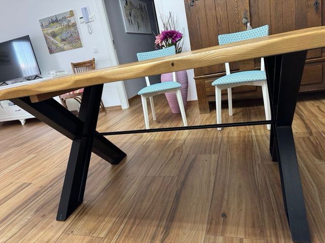 Mesa comedor industrial madera metal