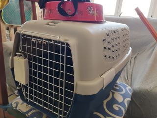 Transportín mascotas beige y azul