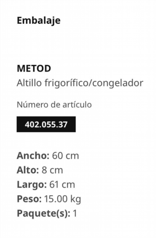 Altillo frigorífico METOD IKEA blanco 60x60x40