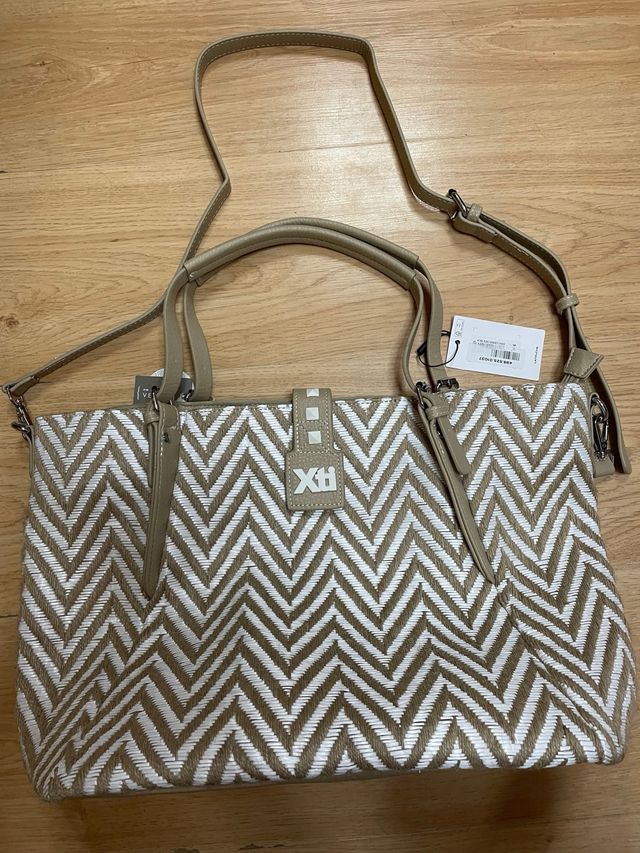 Bolso beige y blanco - El Corte Inglés