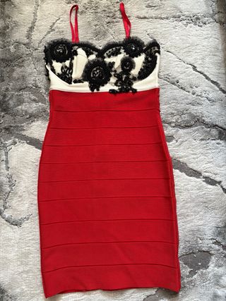 Vestido bondage rojo y blanco eventos/fiesta/noche