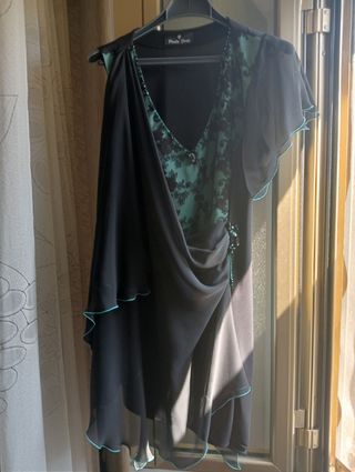 Vestito elegante donna tg M nero-verde