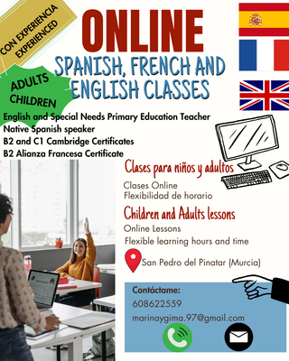 Clases online idiomas: ES, IN, FR