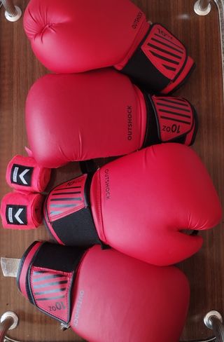 Saco boxeo Outshock + guantes + venda