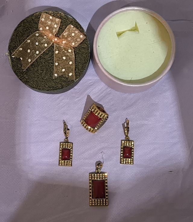 Juego ágata roja natural Aqeeq Akik