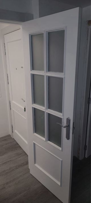 Puerta doble cristal madera maciza