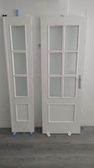 Puerta doble cristal madera maciza