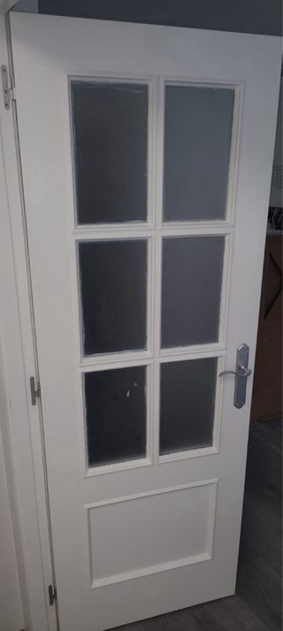 Puerta doble cristal madera maciza